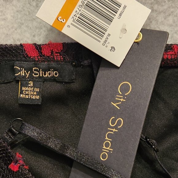 CITY STUDIO Red Black Lace Party Prom Mini Dress - Sz 3 - NEW w/ TAGS NWT - Picture 9 of 9